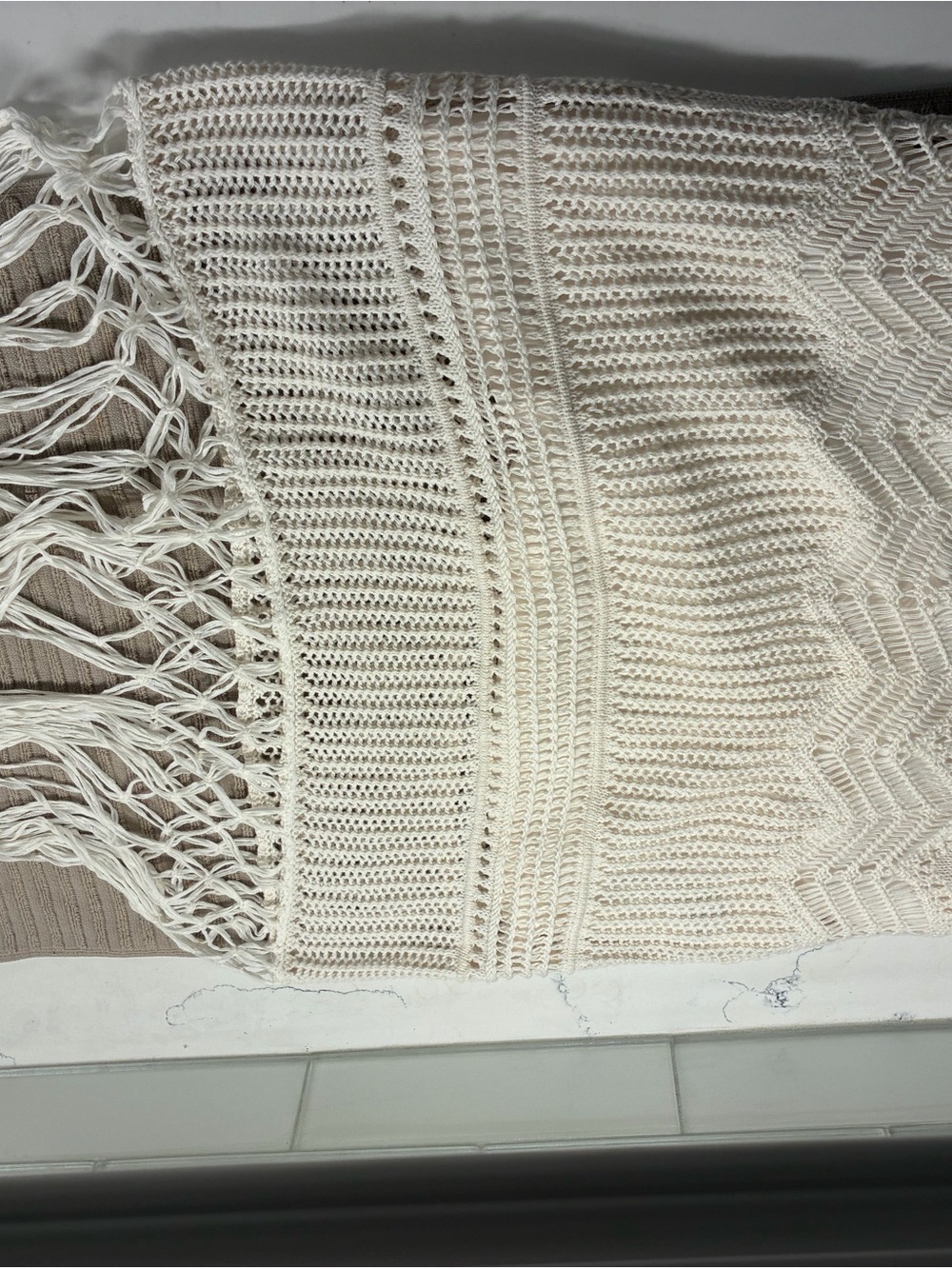 Abercrombie & Fitch Cream Crochet Fringe Mini Skirt and Top - Picture 3 of 6